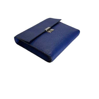 Used HERMES Chevre Clic 16 Crossbody Bag Blue，PHW