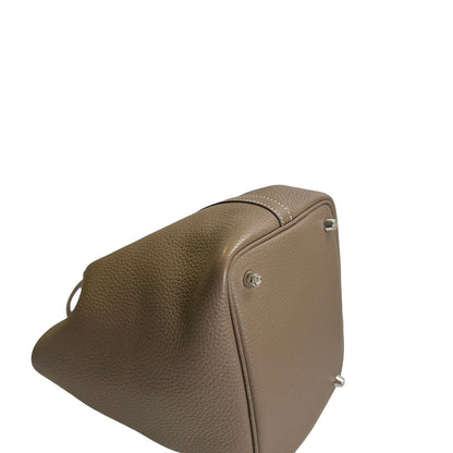 Used HERMES Clemence Picotin Lock Handbag Etain