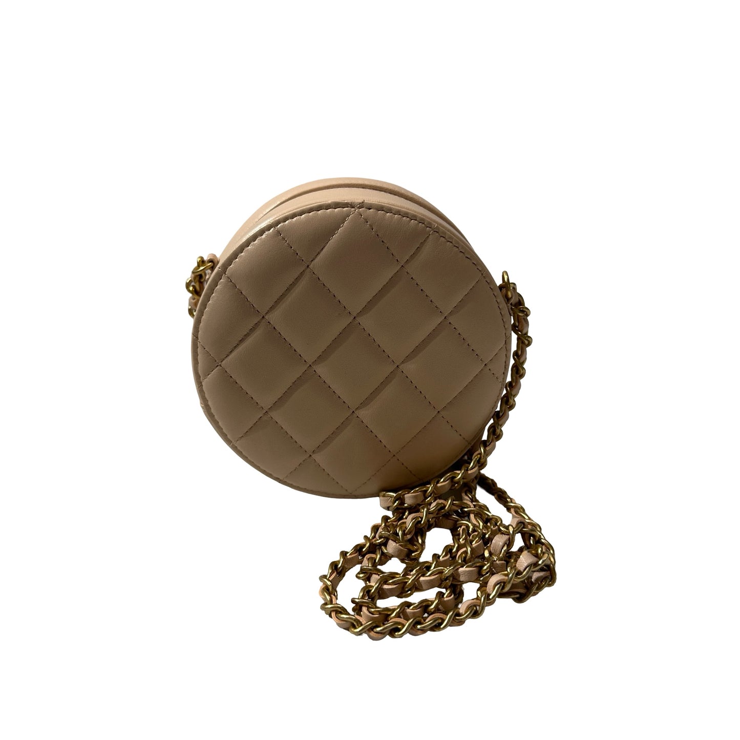 Used CHANEL Lambskin Leather Cross Body Bag GHW Pink
