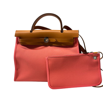 Used HERMÈS Herbag 31 Cross Body Bag Pink Brown PHW