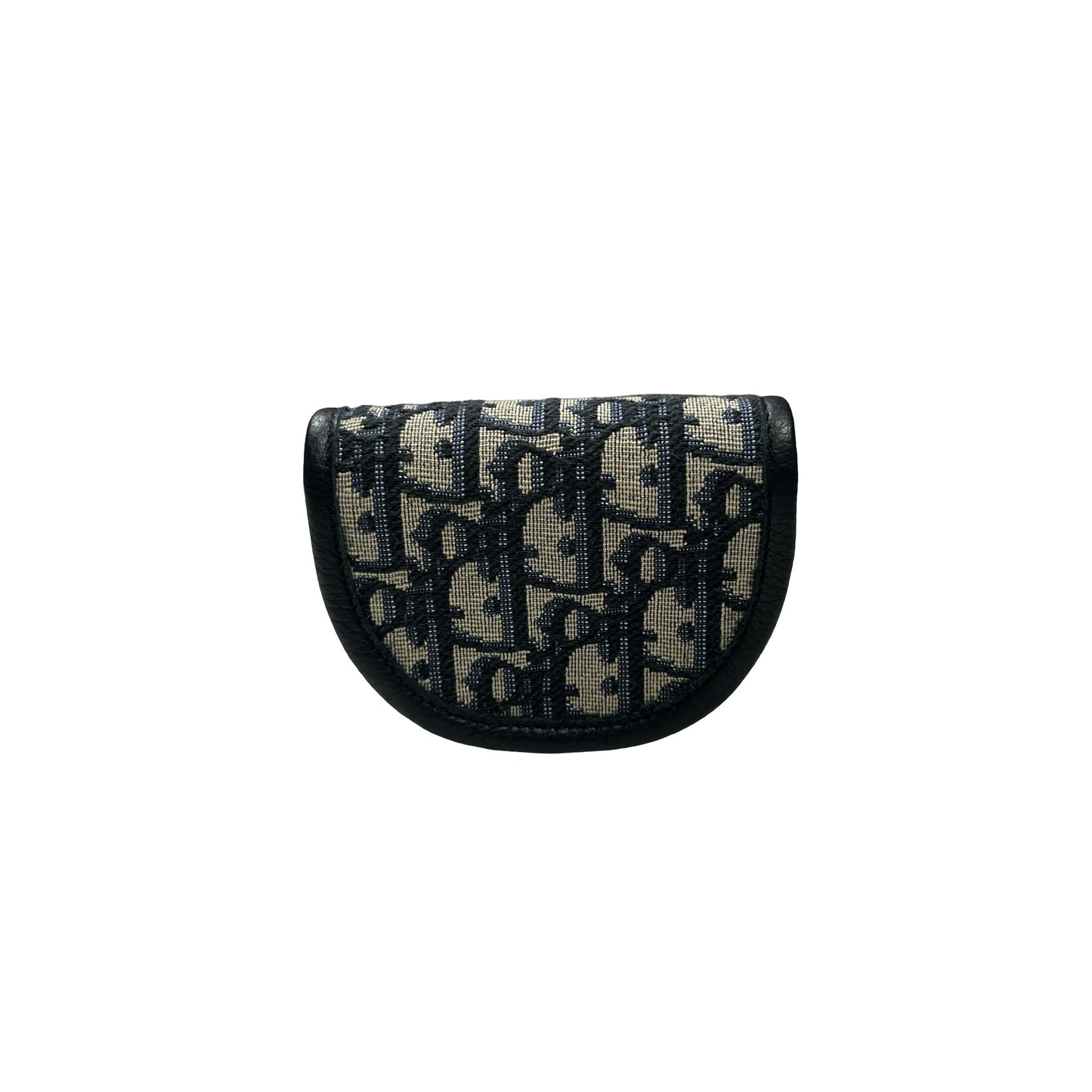 Used DIOR Oblique Saddle Pouch Navy Blue Grey Black