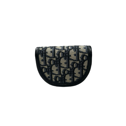 Used DIOR Oblique Saddle Pouch Navy Blue Grey Black
