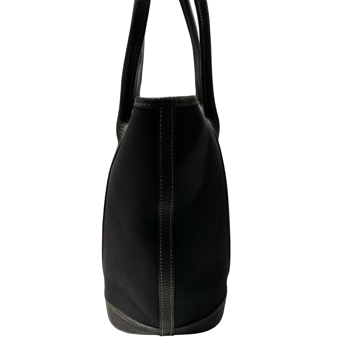 Used HERMÈS Toile Zip Garden Party PM Tote Bag Black PHW