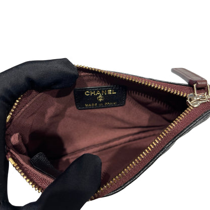 Used CHANEL Calfskin Leather  Pouch Black GHW