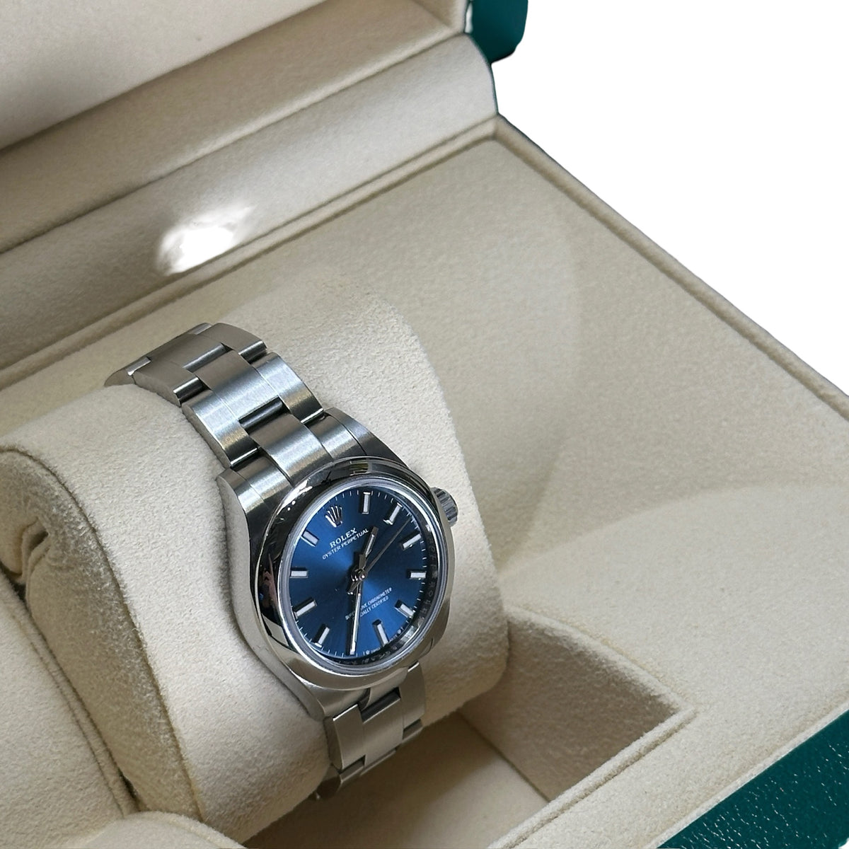 Used ROLEX Stainless Steel Oyster Perpetual Watch Blue Silver