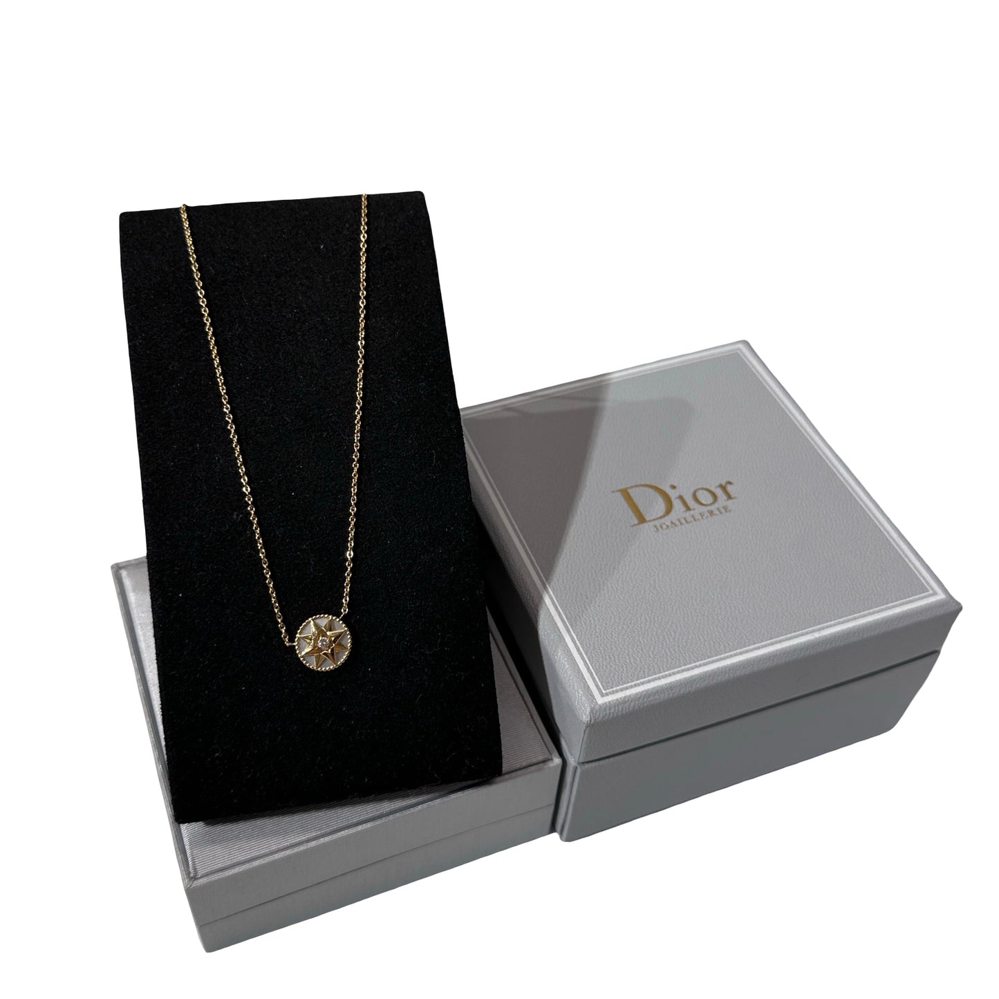 Used DIOR Yellow Gold Mother of Pearl Diamond Petite joaillerie RDV Necklace Necklace GHW