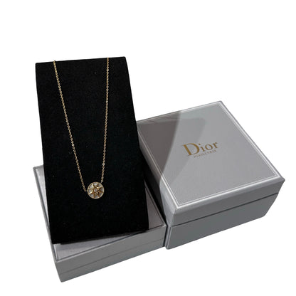 Used DIOR Yellow Gold Mother of Pearl Diamond Petite joaillerie RDV Necklace Necklace GHW