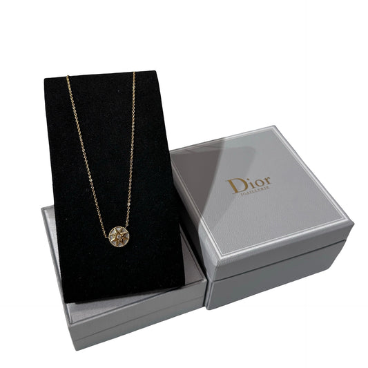 Used DIOR Yellow Gold Mother of Pearl Diamond Petite joaillerie RDV Necklace Necklace GHW