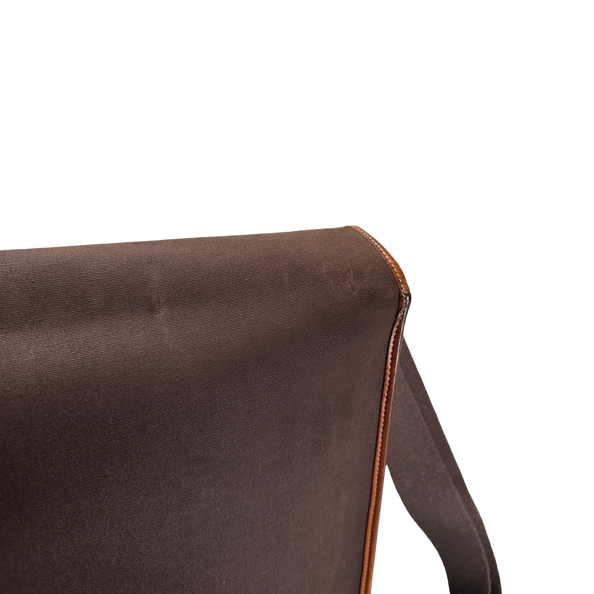 Used HERMES Canvas Leather Barda Shoulder Bag Brown
