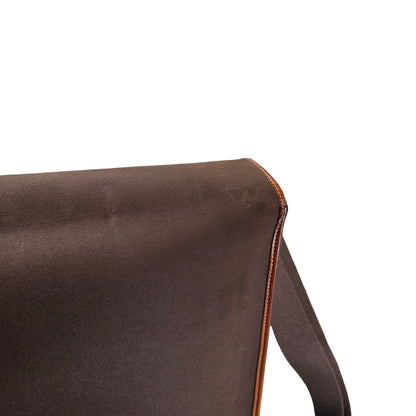 Used HERMES Canvas Leather Barda Shoulder Bag Brown