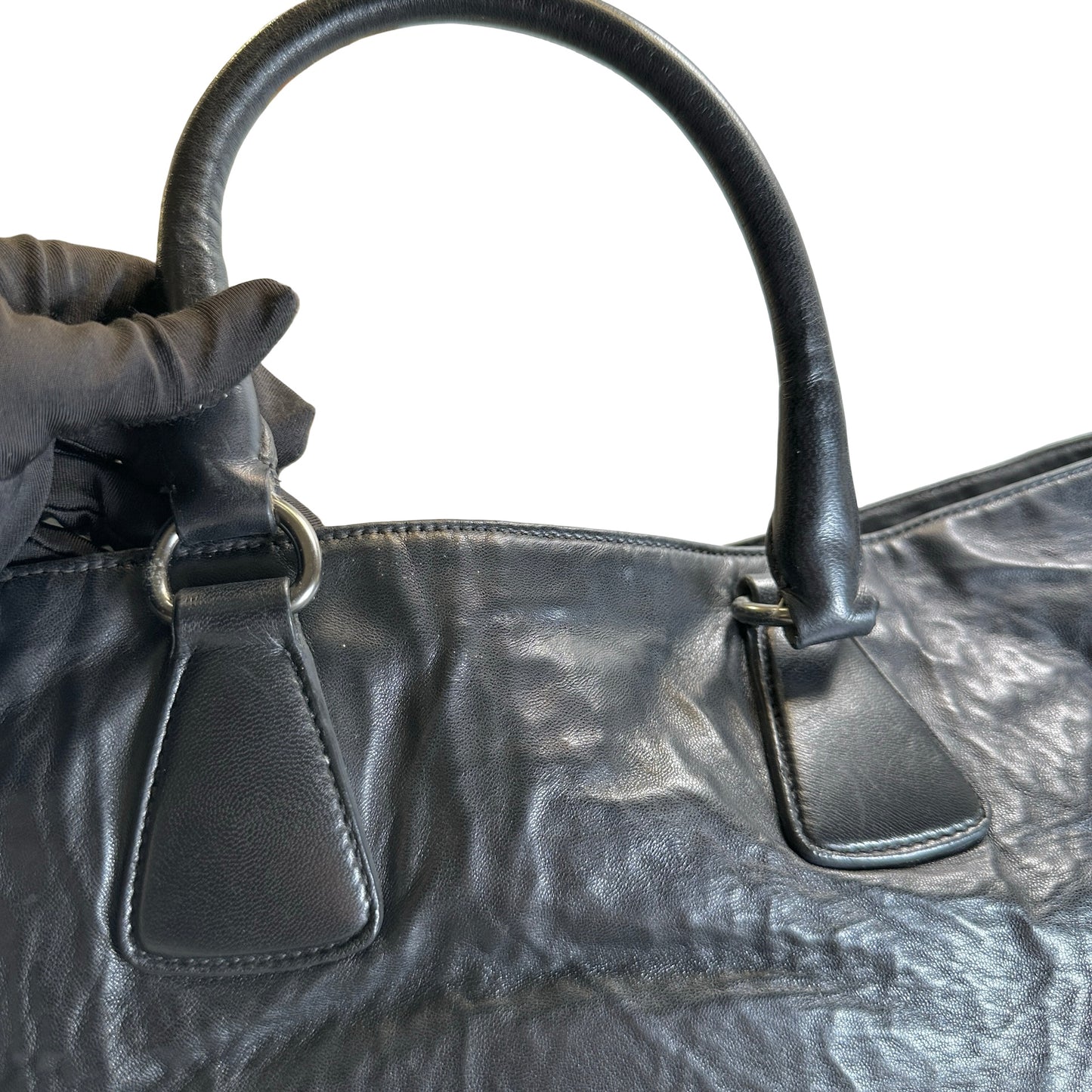 Used PRADA Leather Tote Bag Tote Bag Black