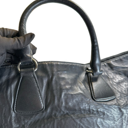 Used PRADA Leather Tote Bag Tote Bag Black