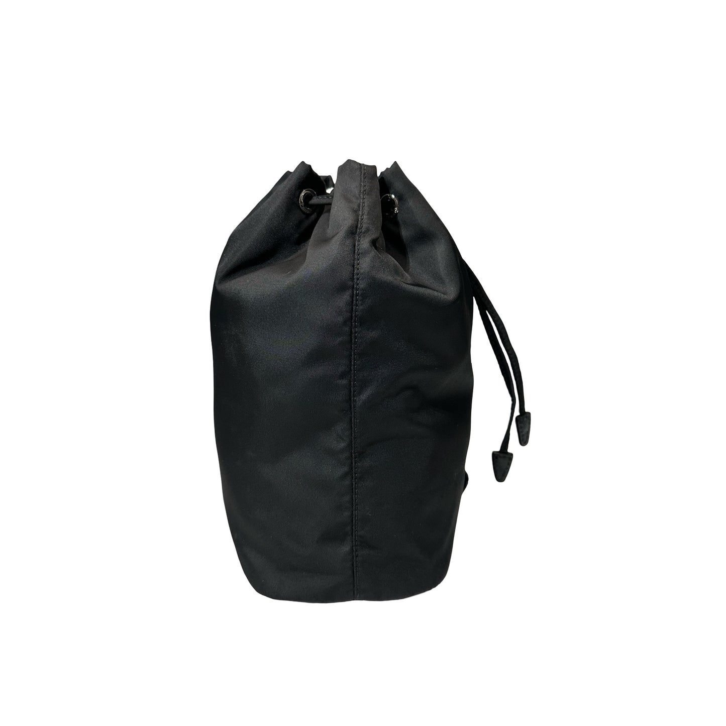 Used PRADA Nylon Re-Nylon Pouch Bucket Bag Black PHW