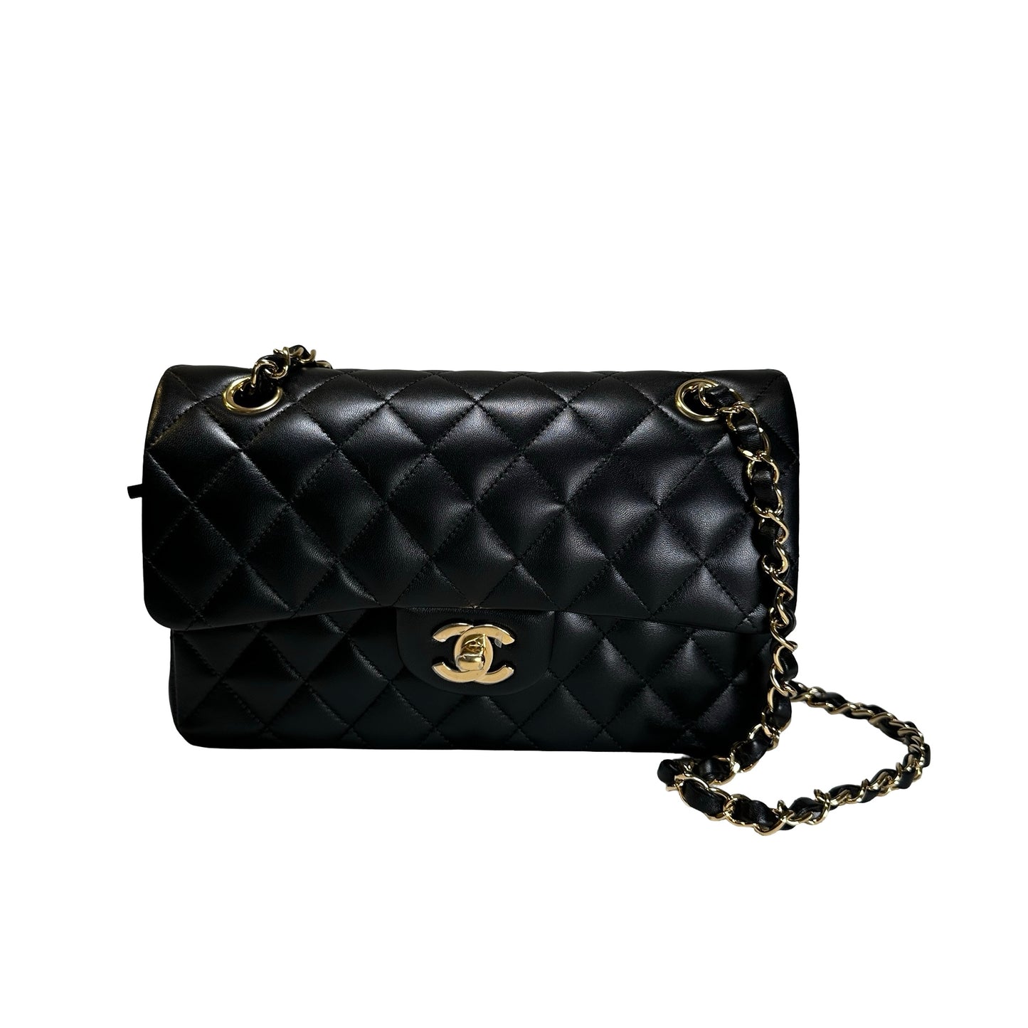 Brand New CHANEL Quilted Lambskin Classic Flap Chain Shoulder Bag Black GHW