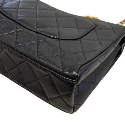 Used CHANEL Quilted Lambskin Mini Rectangular Flap Bag Chain shoulder bag Black GHW