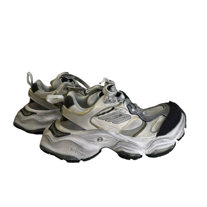 Used BALENCIAGA Mesh Nylon Runner Sneakers White Black Silver