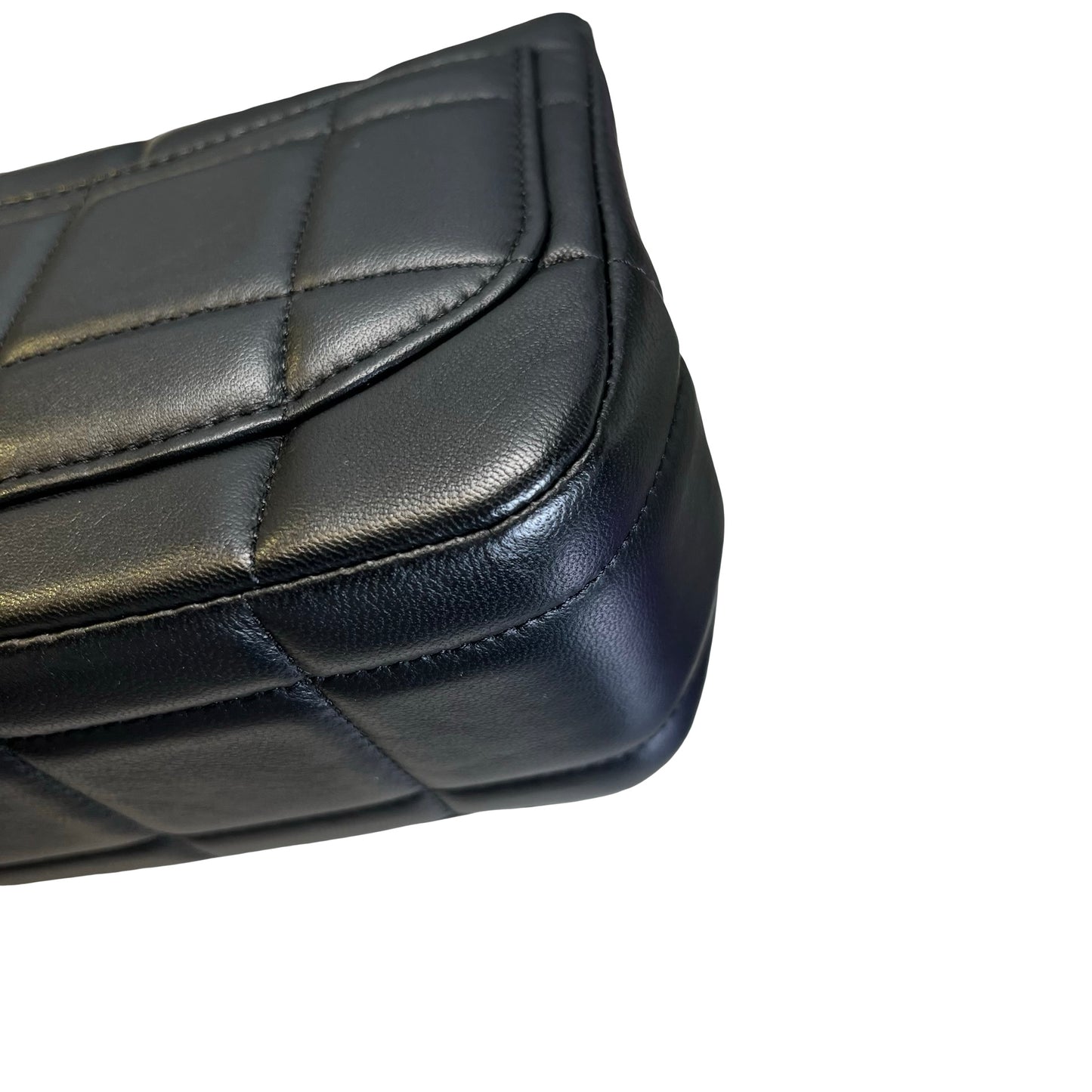 Used CHANEL Lambskin 23C Monaco Mini square flap bag Cross body bag Black