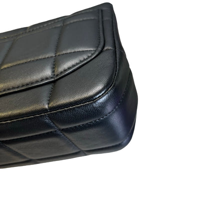 Used CHANEL Lambskin 23C Monaco Mini square flap bag Cross body bag Black
