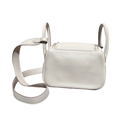 Used Hermès Mini Lindy Cross Body Bag White GHW