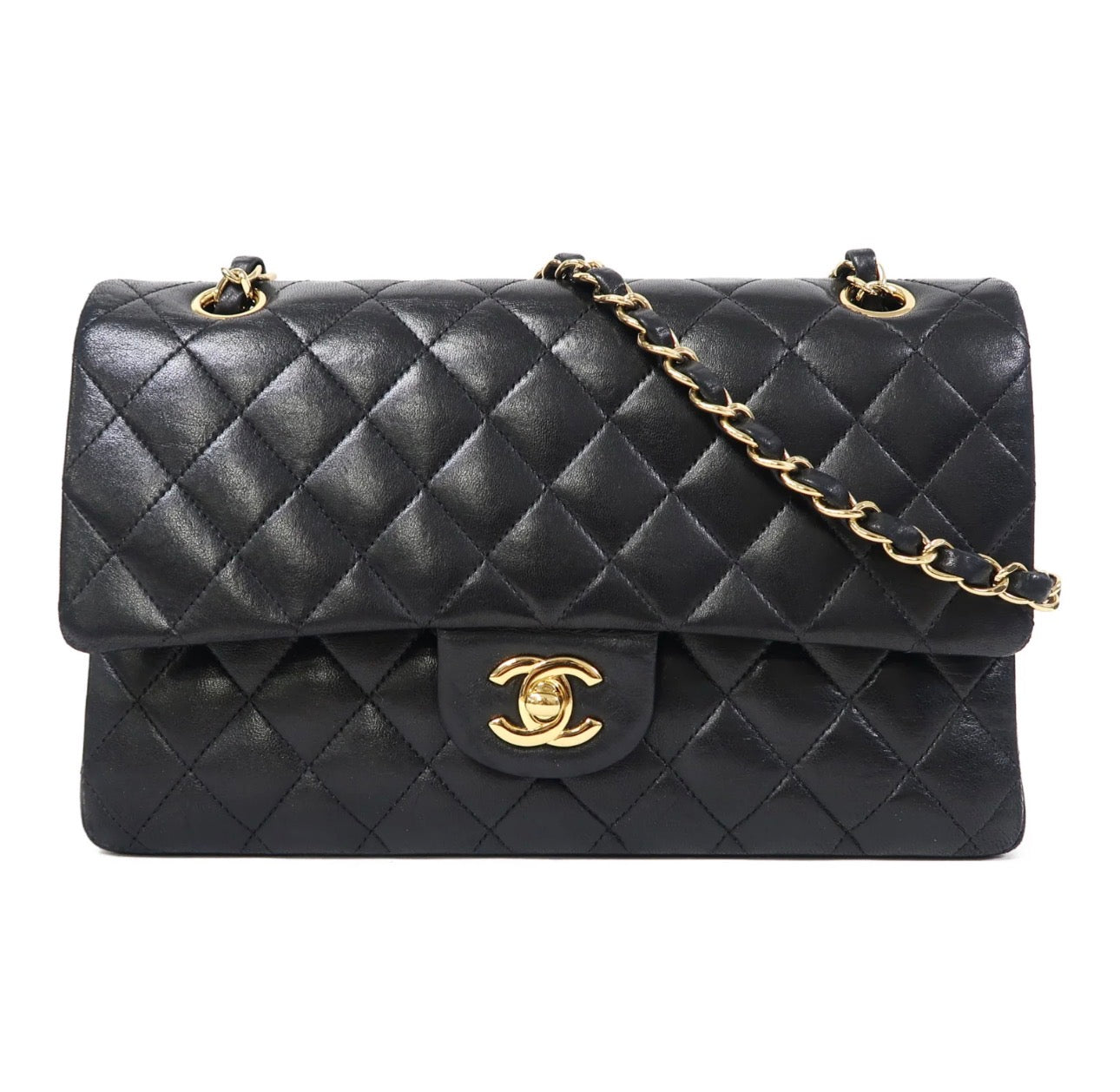 Used CHANEL CF 25 Shoulder Bag Black Gold tone Hardware