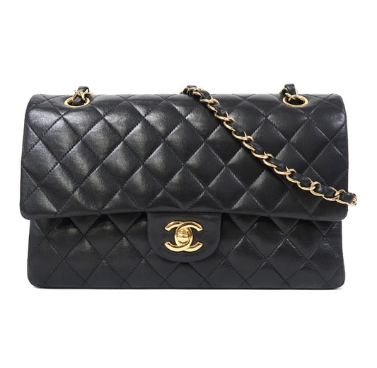Used CHANEL CF 25 Shoulder Bag Black Gold tone Hardware
