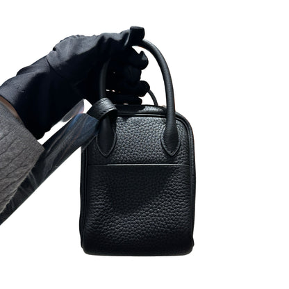 Brand New HERMES Clemence Lindy Handbag Black