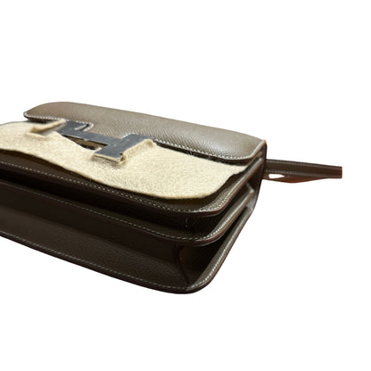 Brand New HERMES Epsom Felt Constance Cross body bag Brown Beige