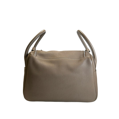 Used HERMES Leather Togo Lindy 30 Handbag Etoupe PHW