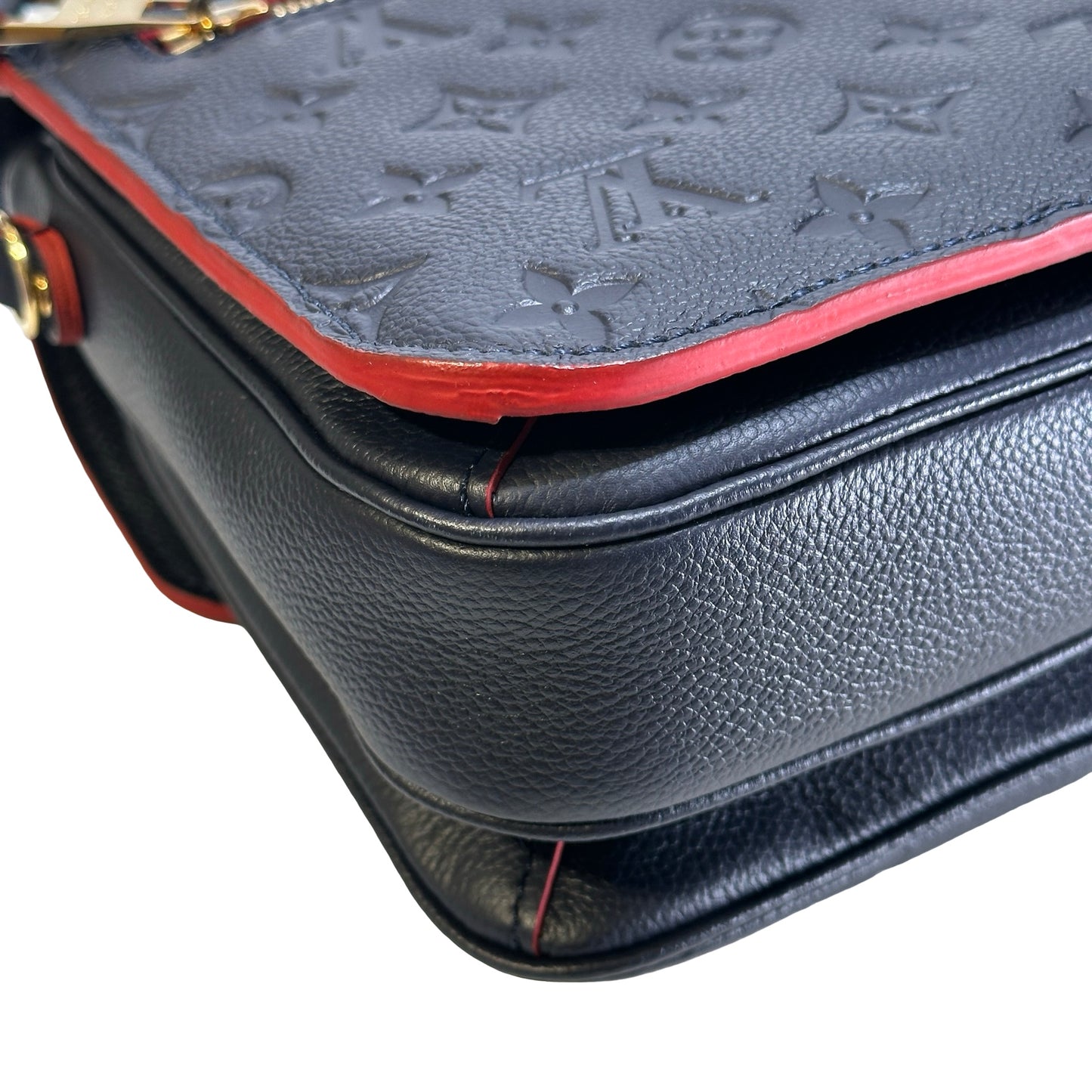 LOUIS VUITTON Monogram Empreinte Pochette Metis Crossbody Bag Navy Blue Red GHW