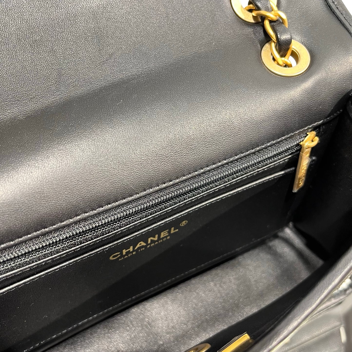 Used CHANEL 23c woven flap 25 Cross Body Bag Black White GHW