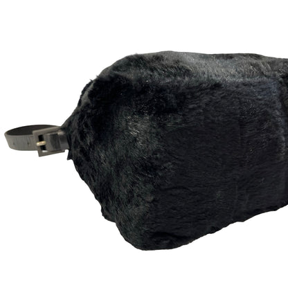 Used FENDI Rabbit Fur Shoulder Bag Black
