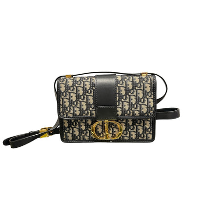 Used DIOR Canvas MONTAIGHE 30 Cross Body Bag Navy Blue GHW