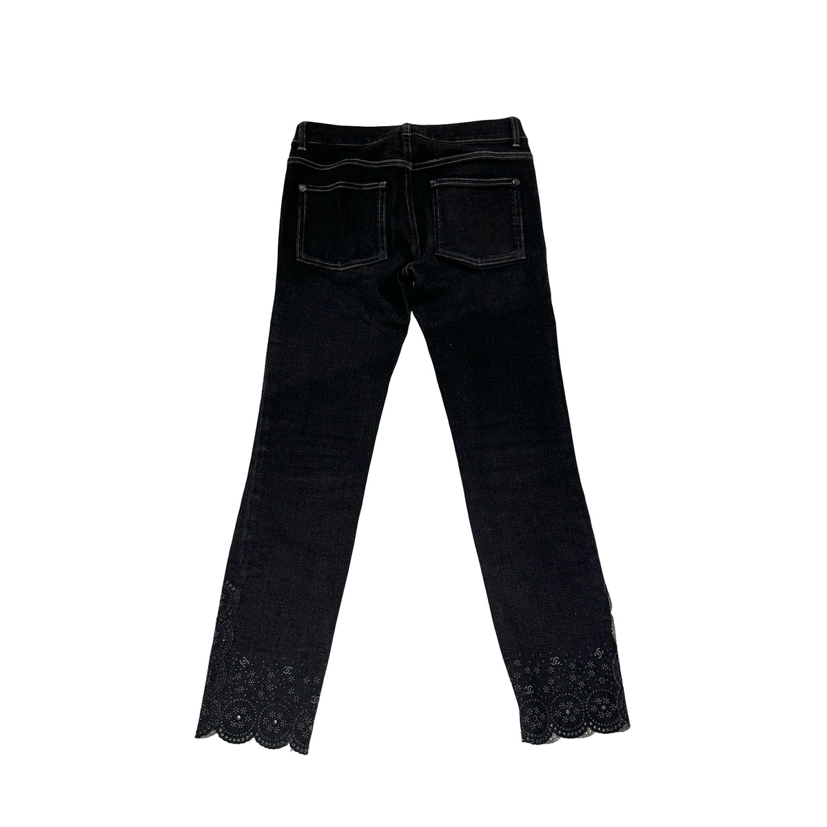 Used CHANEL Denim Jeans Pants Black