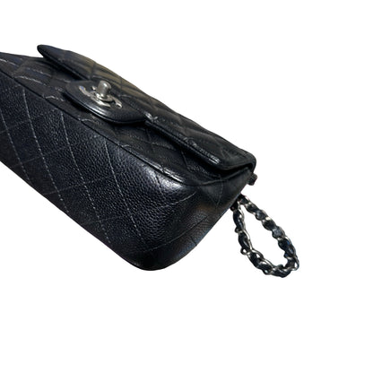 Used Chanel Calfskin Leather MINI FLAP 20 CM Shoulder Bag Black PHW