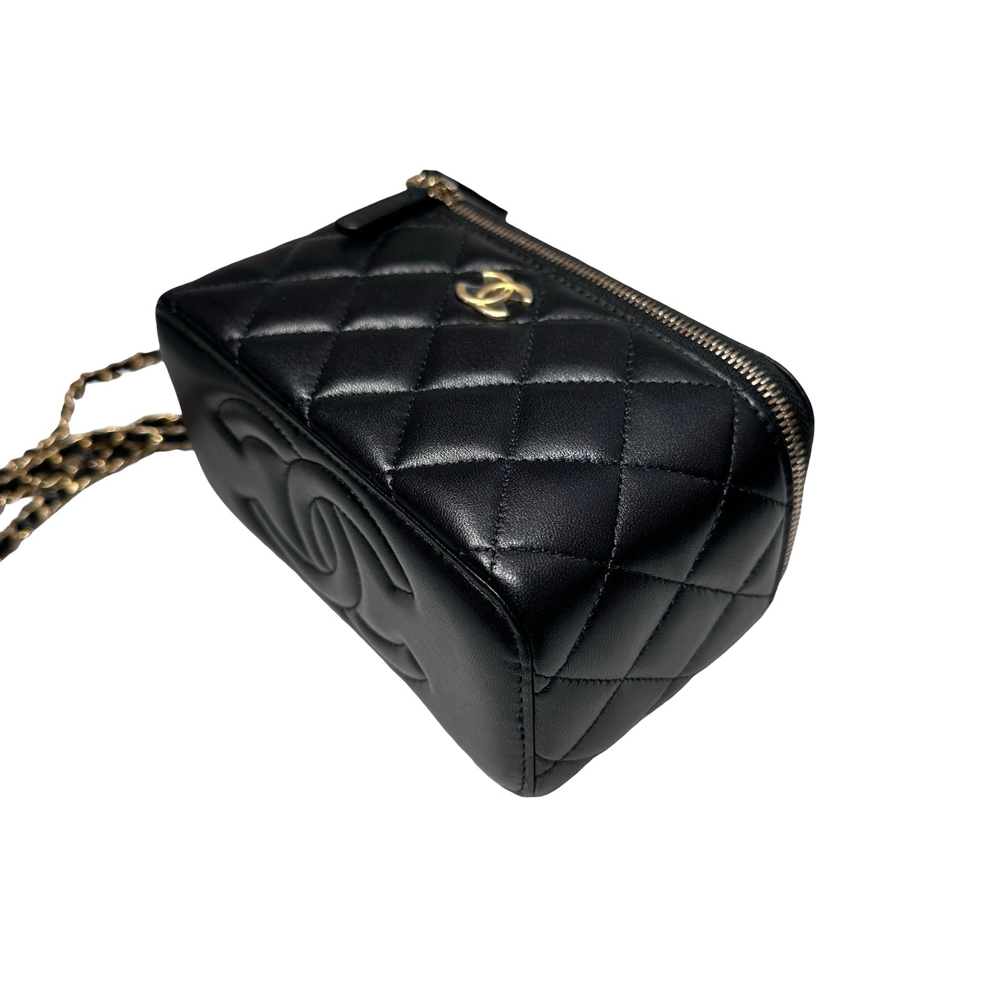 Unused CHANEL Chanel Vanity Case Chain Shoulder Bag Black GHW