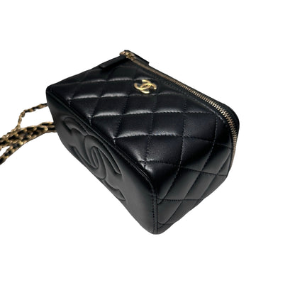Unused CHANEL Chanel Vanity Case Chain Shoulder Bag Black GHW