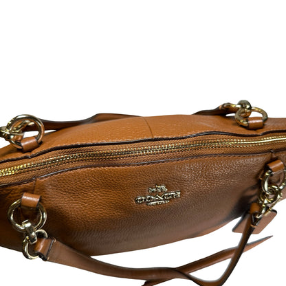 Used COACH Pebbled Leather Tyler Carryall Tote Bag Brown