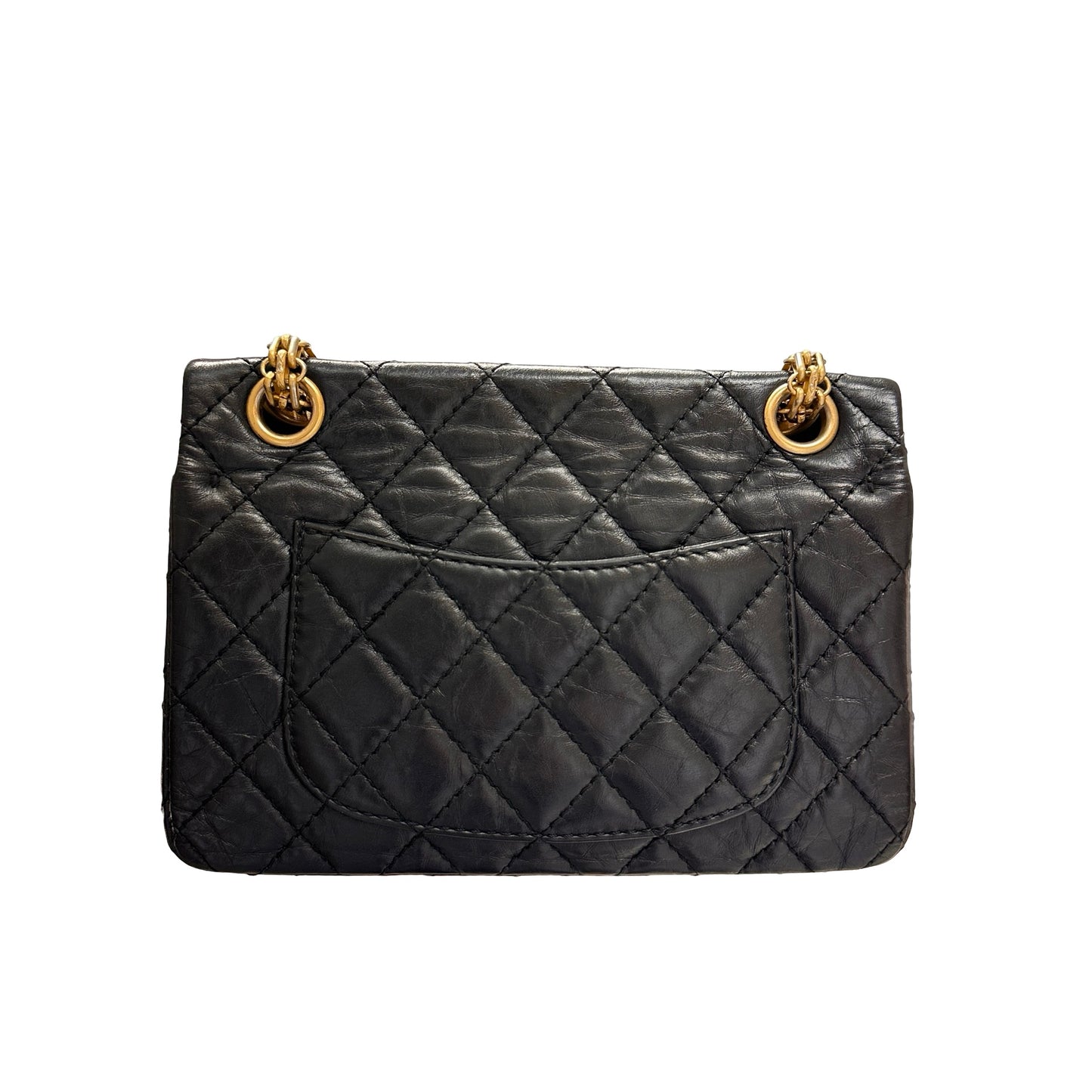 Used CHANEL Calfskin Leather Mini 2.55 Shoulder Bag Black