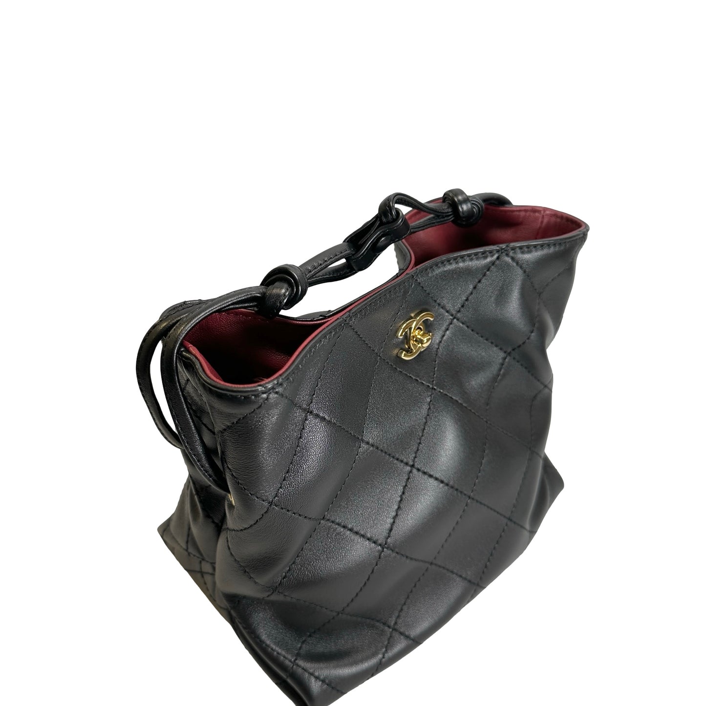 Brand New CHANEL Quilted Leather Gabrielle Hobo Bucket Bag Black Gold