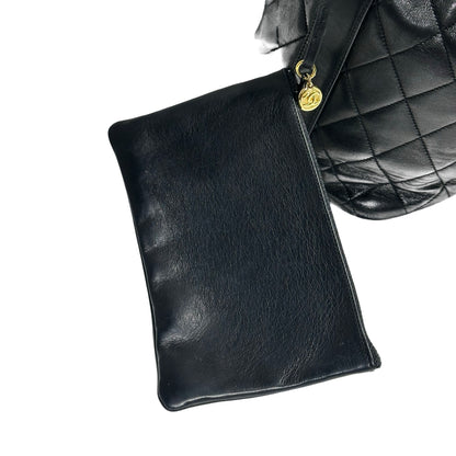 CHANEL VINTAGE BUCKET BAG BLACK LAMBSKIN GHW [3001375]