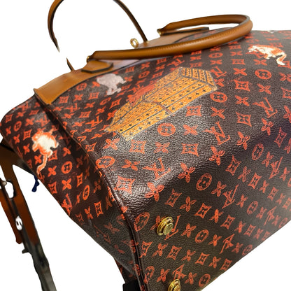 Used LOUIS VUITTON Monogram Catogram Neverfull MM Catogram Tote Bag Brown Orange Multicolor