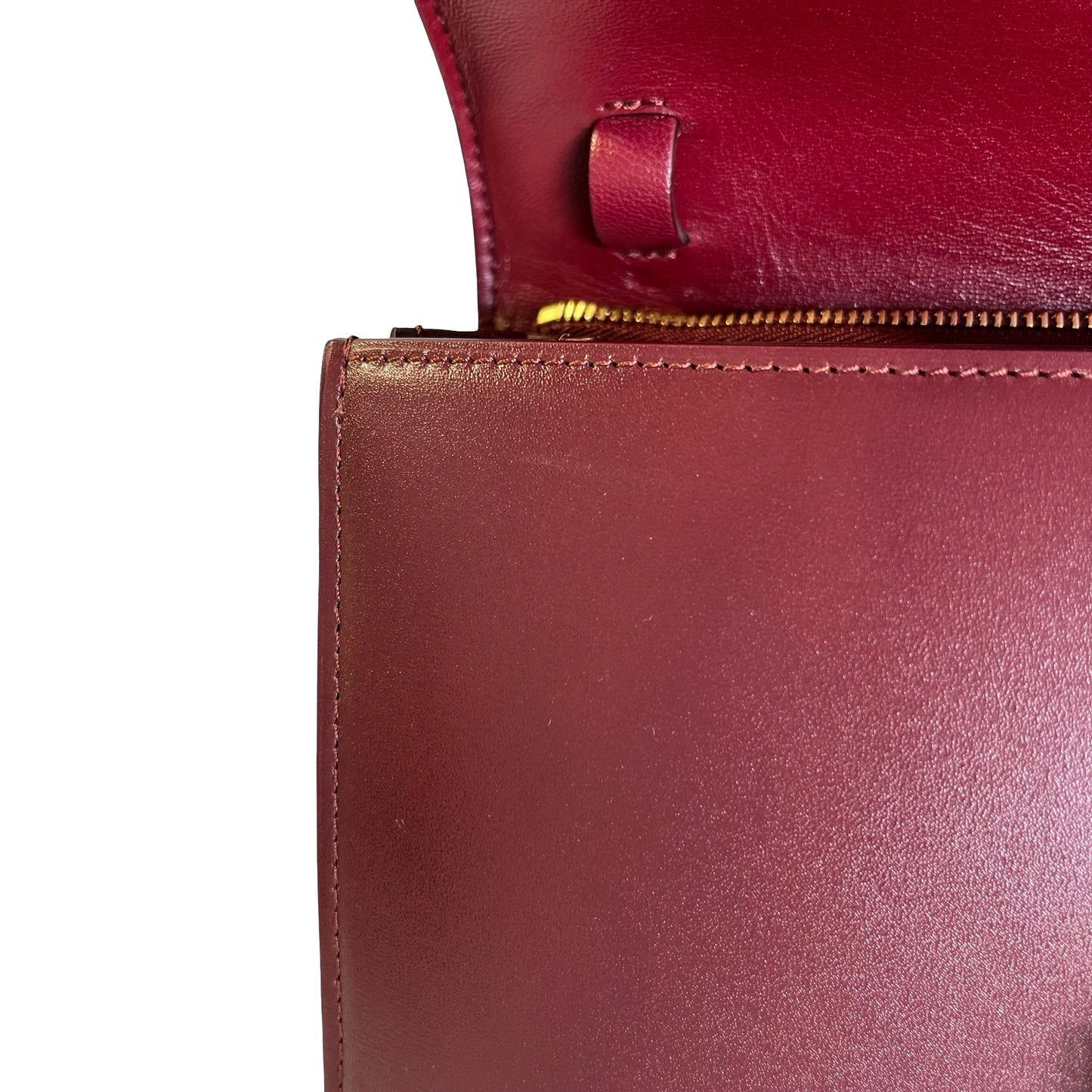Used CELINE Solid Classic Box Bag Shoulder Bag Burgundy GHW