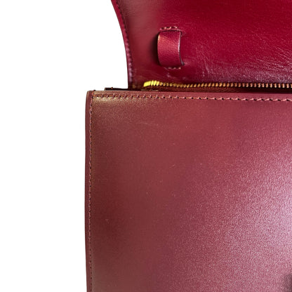 Used CELINE Solid Classic Box Bag Shoulder Bag Burgundy GHW