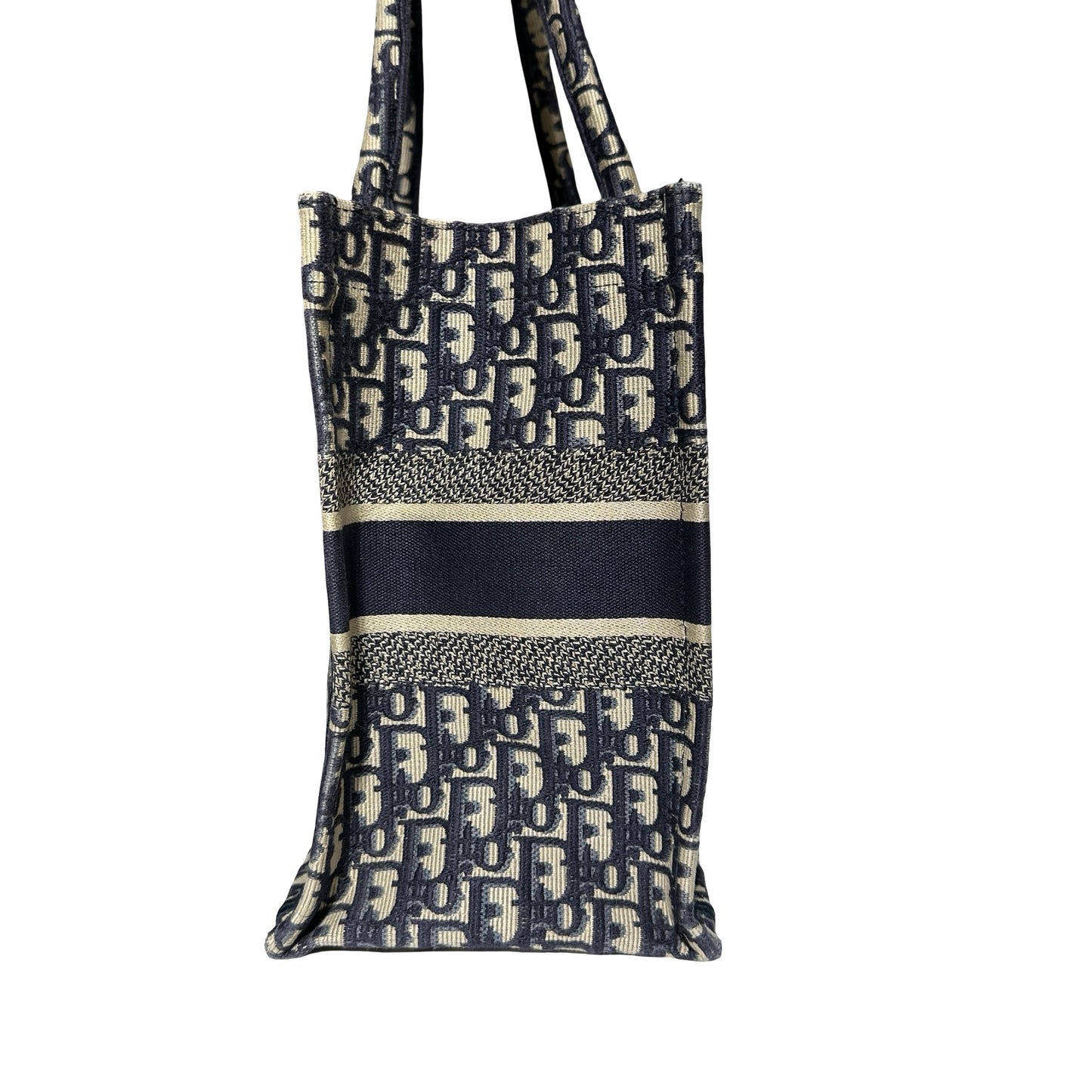 Used DIOR Canvas Used Dior Canvas Book Tote Tote Navy Blue Tote Bag Navy Blue