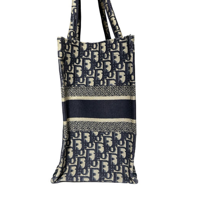 Used DIOR Canvas Used Dior Canvas Book Tote Tote Navy Blue Tote Bag Navy Blue