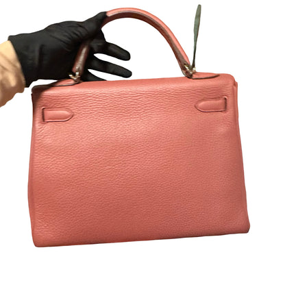 Used HERMES Togo Kelly 32 Handbag Pink