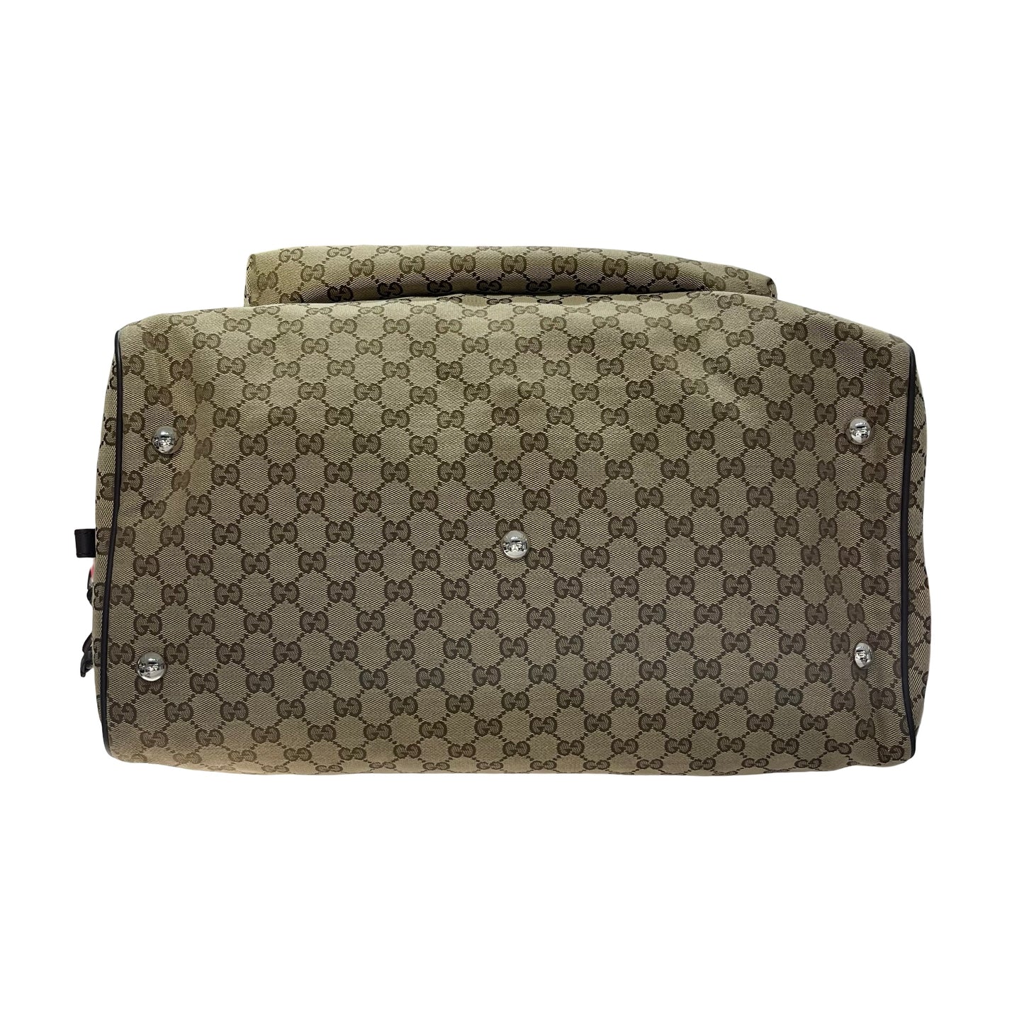 Used GUCCI GG CANVAS Medium Duffle Duffel Bag Brown