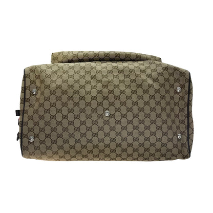 Used GUCCI GG CANVAS Medium Duffle Duffel Bag Brown
