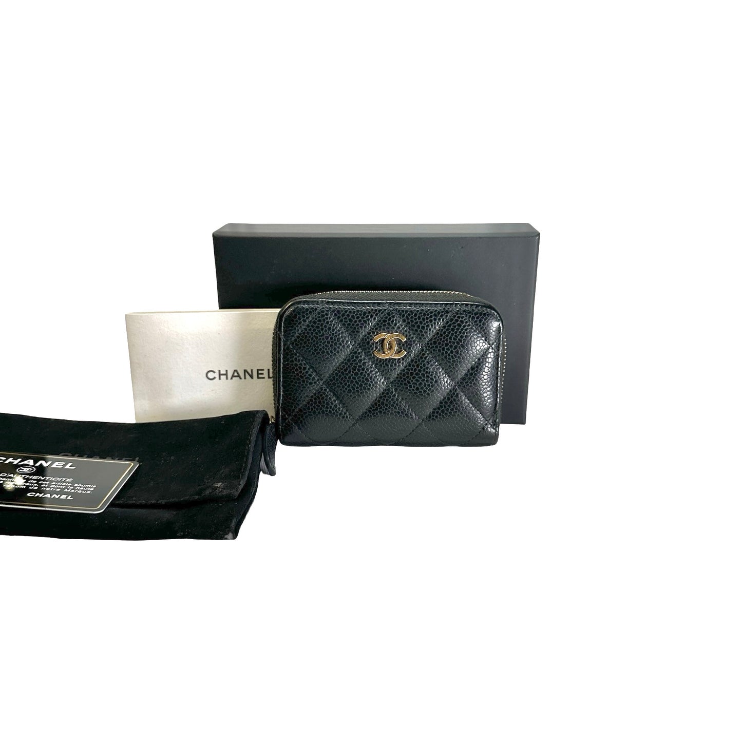 Used CHANEL Caviar Quilted Classic Zipped Coin Purse Coin Purse Black Gold hardware