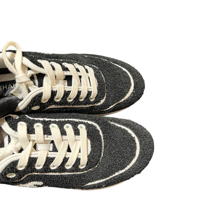 Used CHANEL Cotton Used Chanel Cotton Sneakers Shoes Black White Shoes Black White